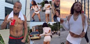 Charles Okocha loses it on the street of Lagos with Ayra starr inspired outfit