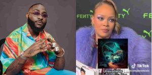 Davido reacts as American singer Rihanna declares Unavailable as her song of the year