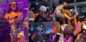 Mixed reactions as male fan grabs Tiwa Savage legs while performing on stage