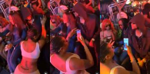 Moment Angry Iyanya chases a lady away for sitting on his leg, just to take picture with Kizz Daniel at an Event 
