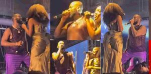 Moment Singer AG Baby rocks skodo hairstyle as he goes romantic on stage with Simi 