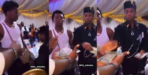 Moment Small Doctor and Bella Shmurda compete as they spray money at an event