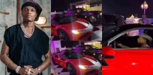 Moment singer Wizkid steps out to a nightclub with all his expensive automobiles including his new Ferrari 