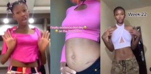 Nigerian lady shows off her 5 months pregnancy