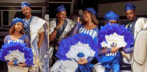 Reactions as Iyabo ojo's daughter Priscilla Ojo and Enioluwa rock matching Aso ebi outfits at Thanksgiving service