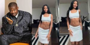Don Jazzy reacts as his signee Ayra Starr stops wearing mini skirt