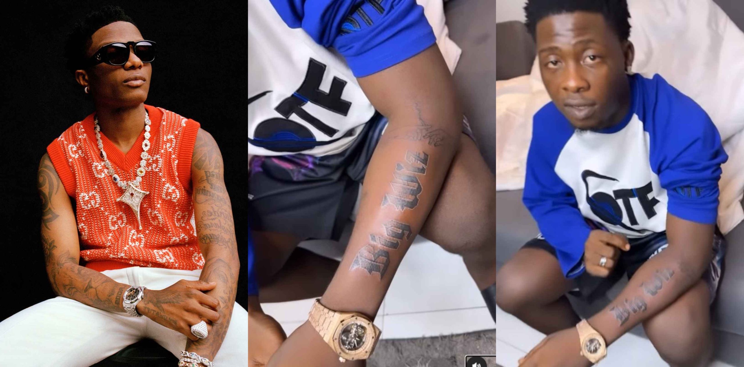 Hypeman Money Gee tattoos “Big Wiz” on his hand weeks after Wizkid gifts him N20M