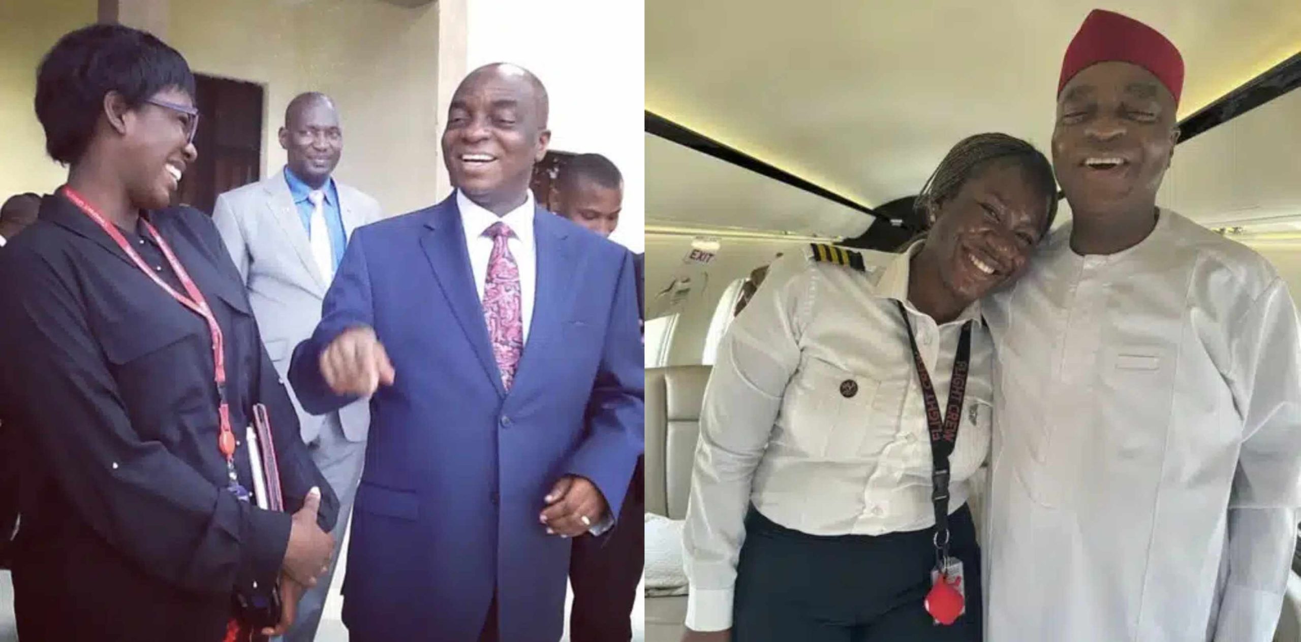 Lady overexcited as she flies Bishop David Oyedepo
