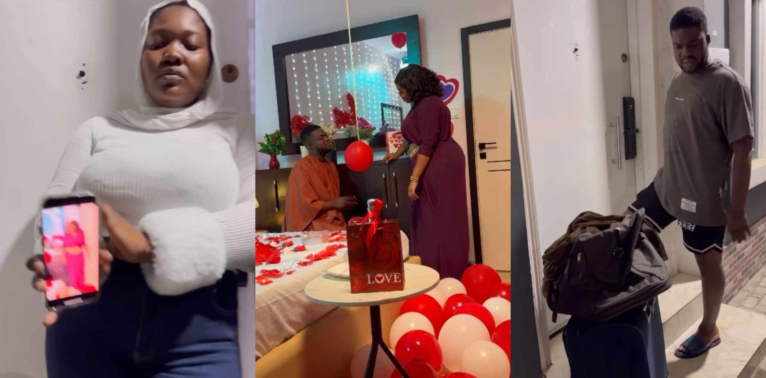Moment Comedian Cute Abiola's wife sent him packing following his proposal video with actress Toyo Baby on Valentine's day