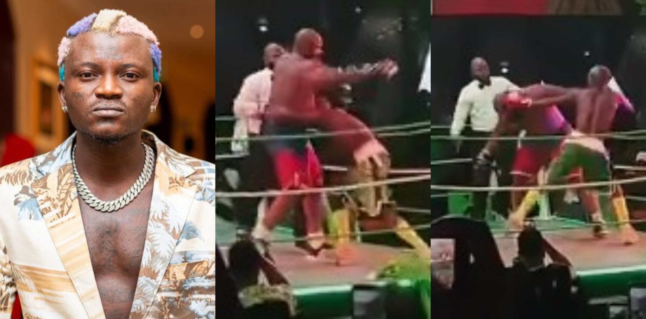 Moment Singer portable knocked out Kizz Daniel’s bouncer kelvin at a recent boxing match