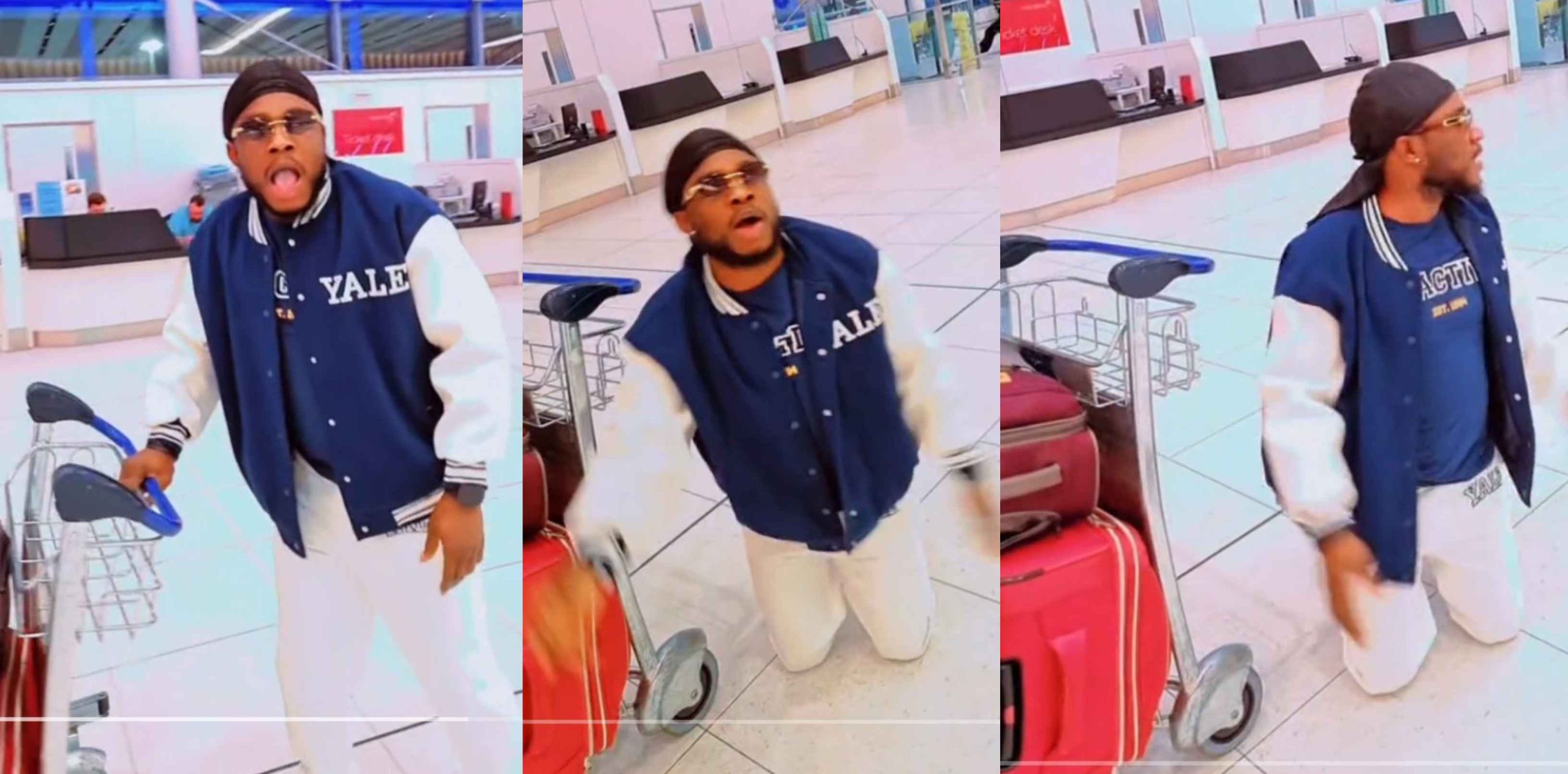 Nigerian Man jubilates at airport as he relocates to UK