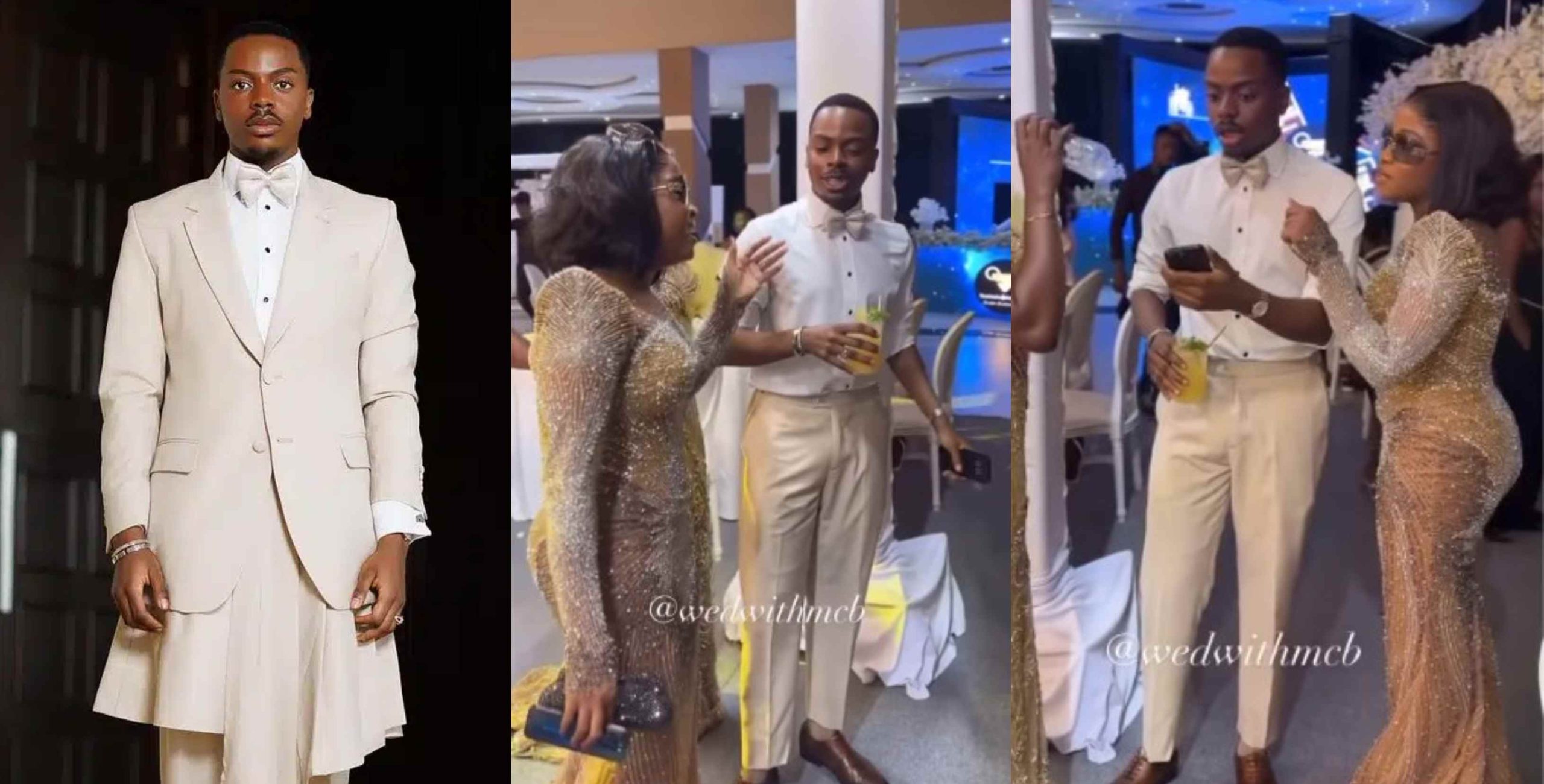 Enioluwa reacts after being served just one plate of rice at Moses Bliss’s wedding in Ghana