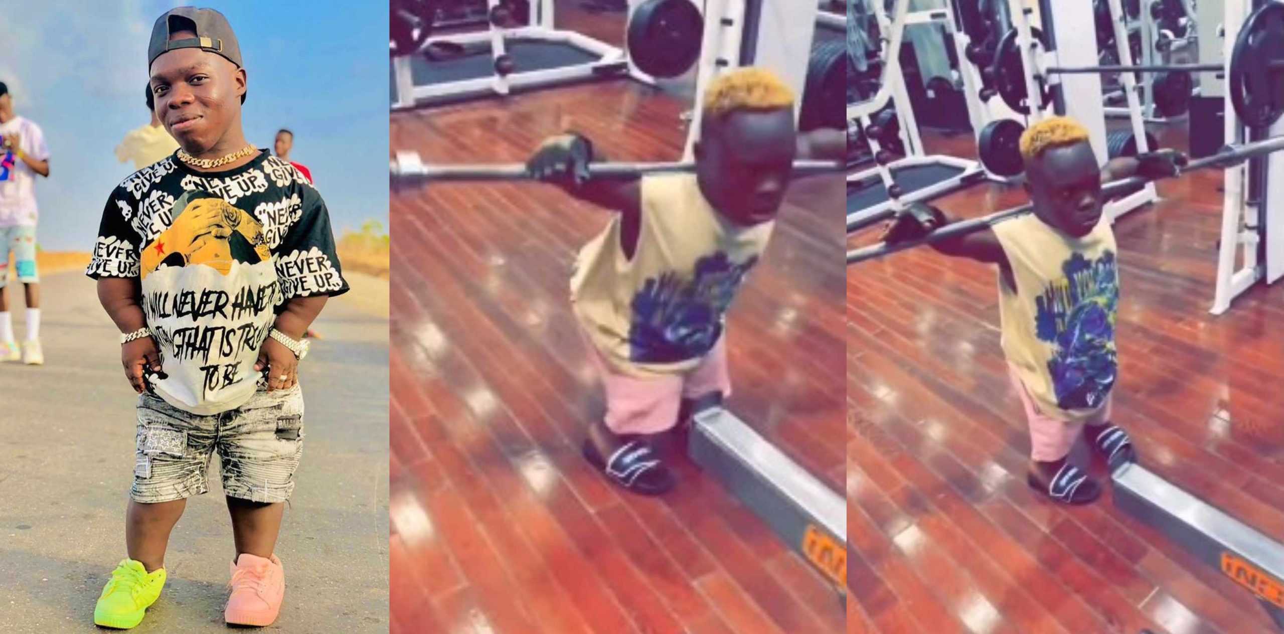 Mixed reactions as video of Ghanaian billionaire dwarf Shatta Bundle working out at a gym surface online