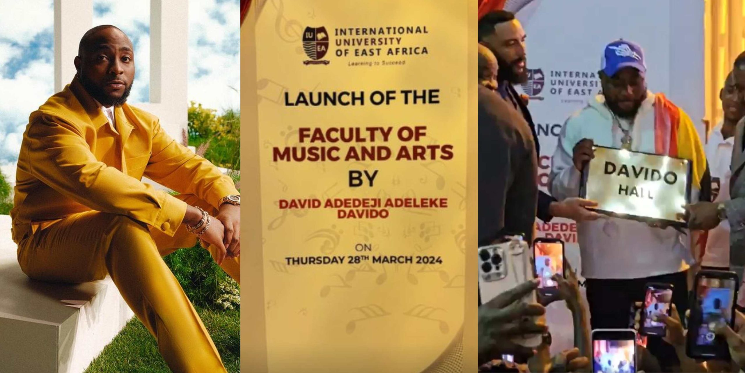 Moment Davido launches faculty of music & arts at international university in Uganda (Video)