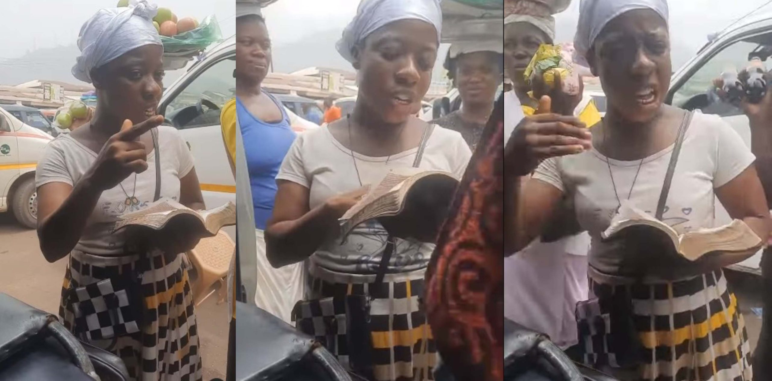Nigerian Lady who can’t speak spotted preaching and winning souls for God on street