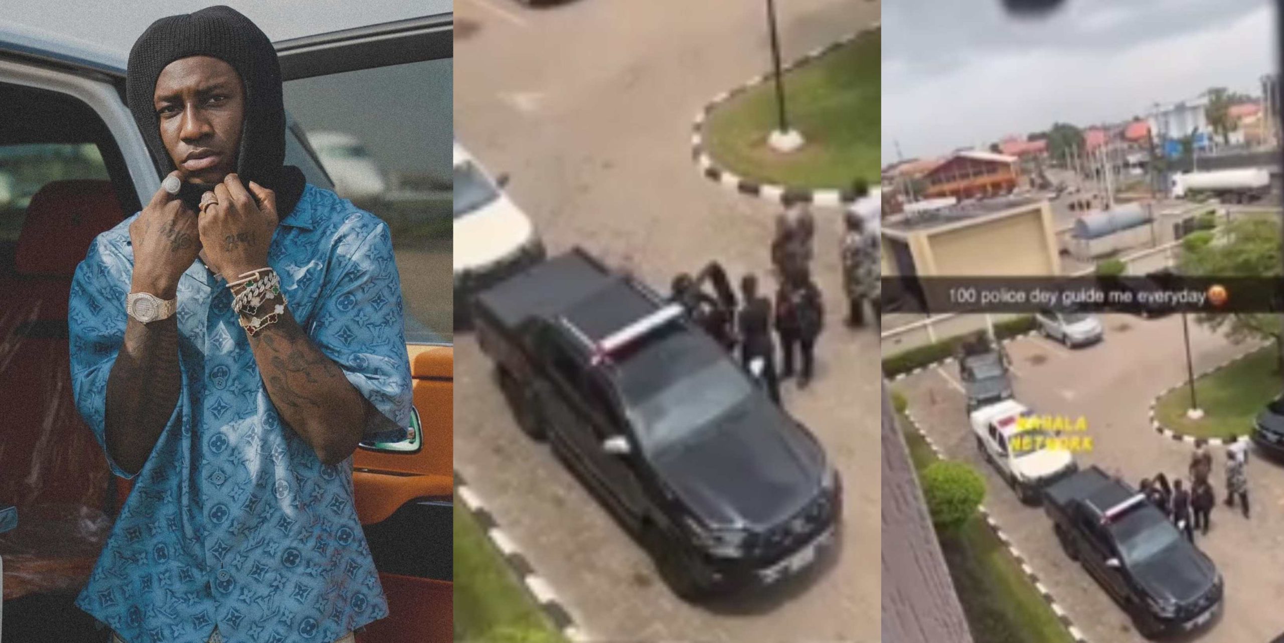 Singer Shallipopi says as he shows off police convoy of vehicles
