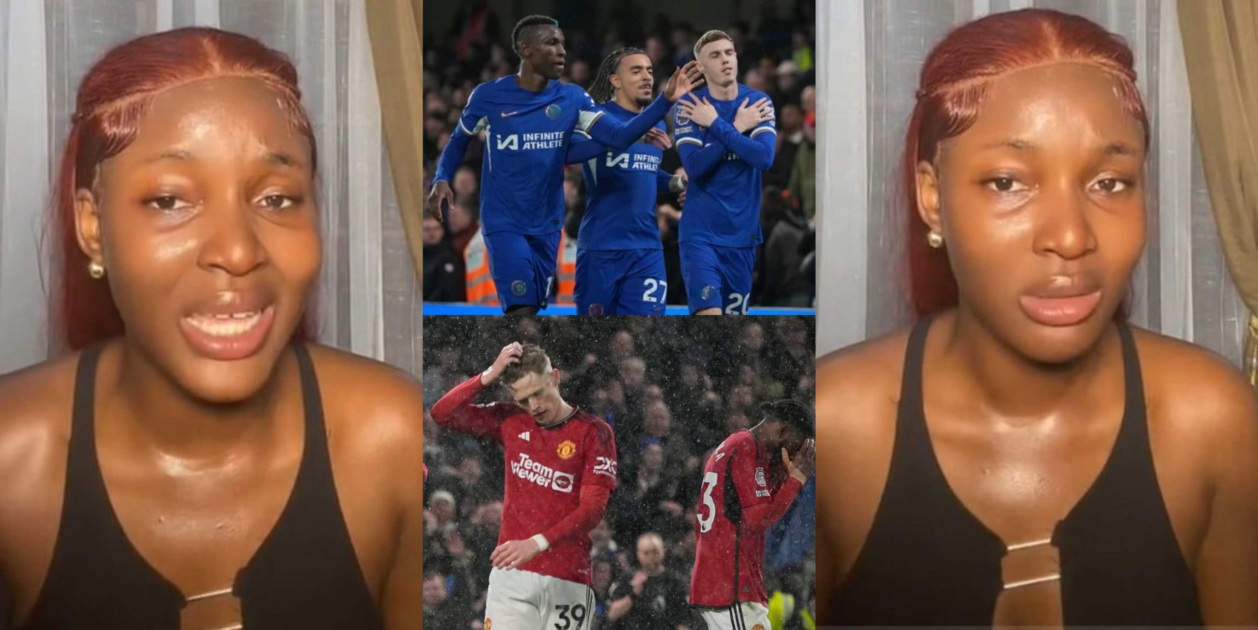 Female fan breaks down in tears after Chelsea beats Man United