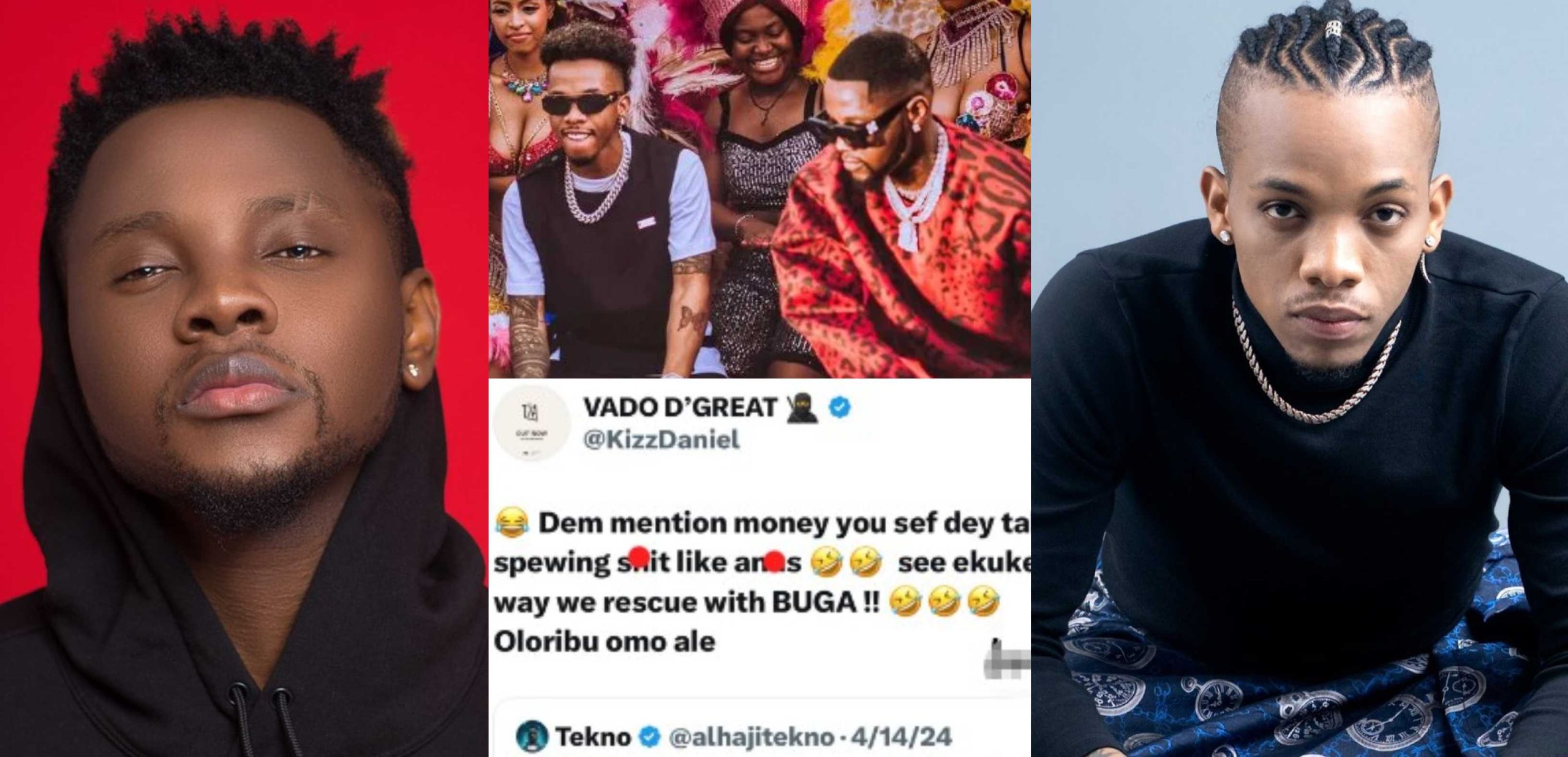 “You’re f00lish, see person wey I rescue him career with Buga” – Singer Kizz Daniel slams Tekno following his mockery reply to the alleged N1b royalties from hit song Buga