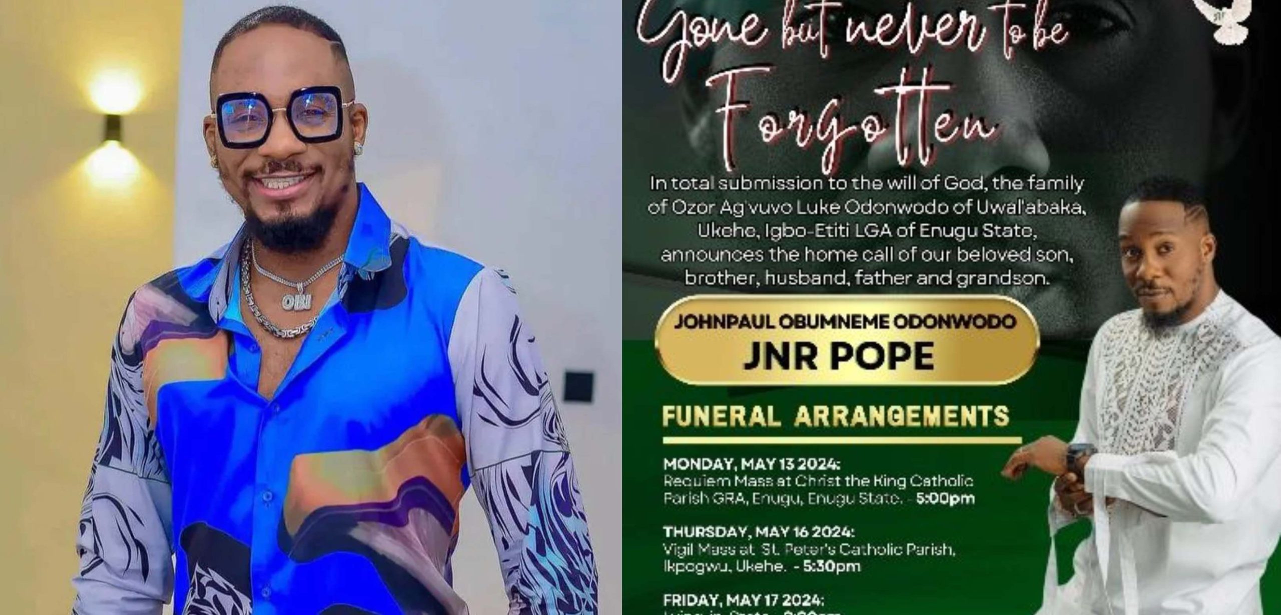 Junior Pope’s family releases official burial arrangement