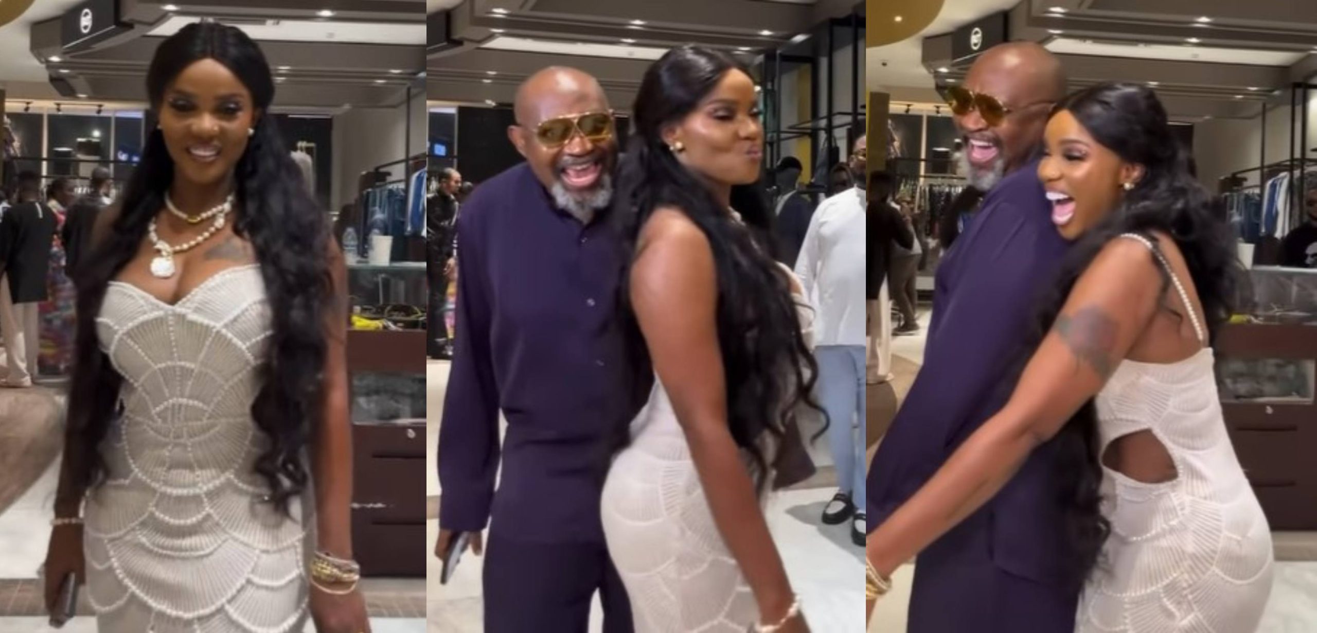 Loved-up video shows Iyabo Ojo and lover Paulo at Toke Makinwa’s fragrance collection launch party