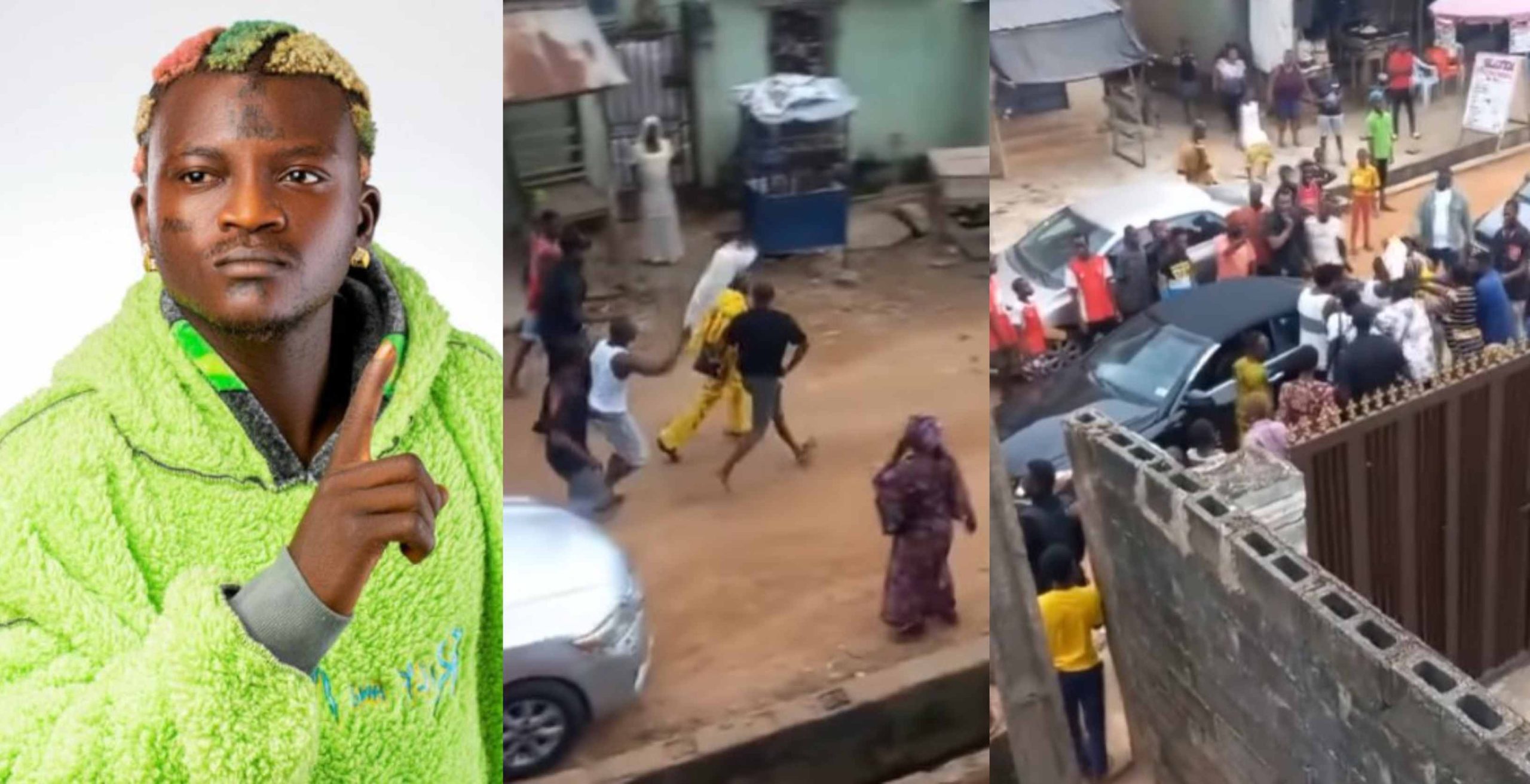 “Afro wahala artist” – Reactions trail as Portable engages in street fight in Lagos days after returning from America (Video)