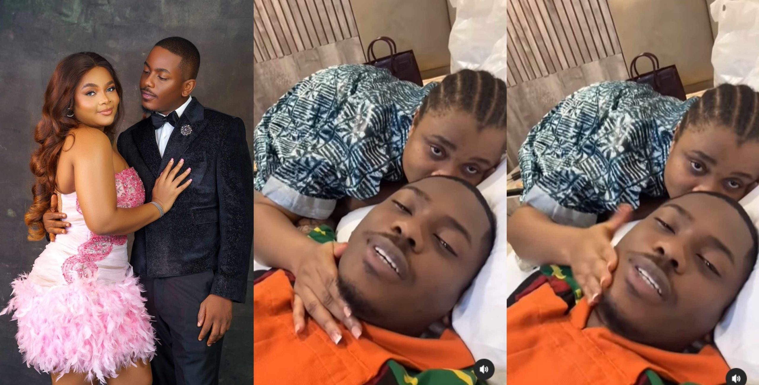 “Big announcement soon” – Actor Timini Egbuson says as he shares romantic bedroom session with lover Bimbo Ademoye (Video)