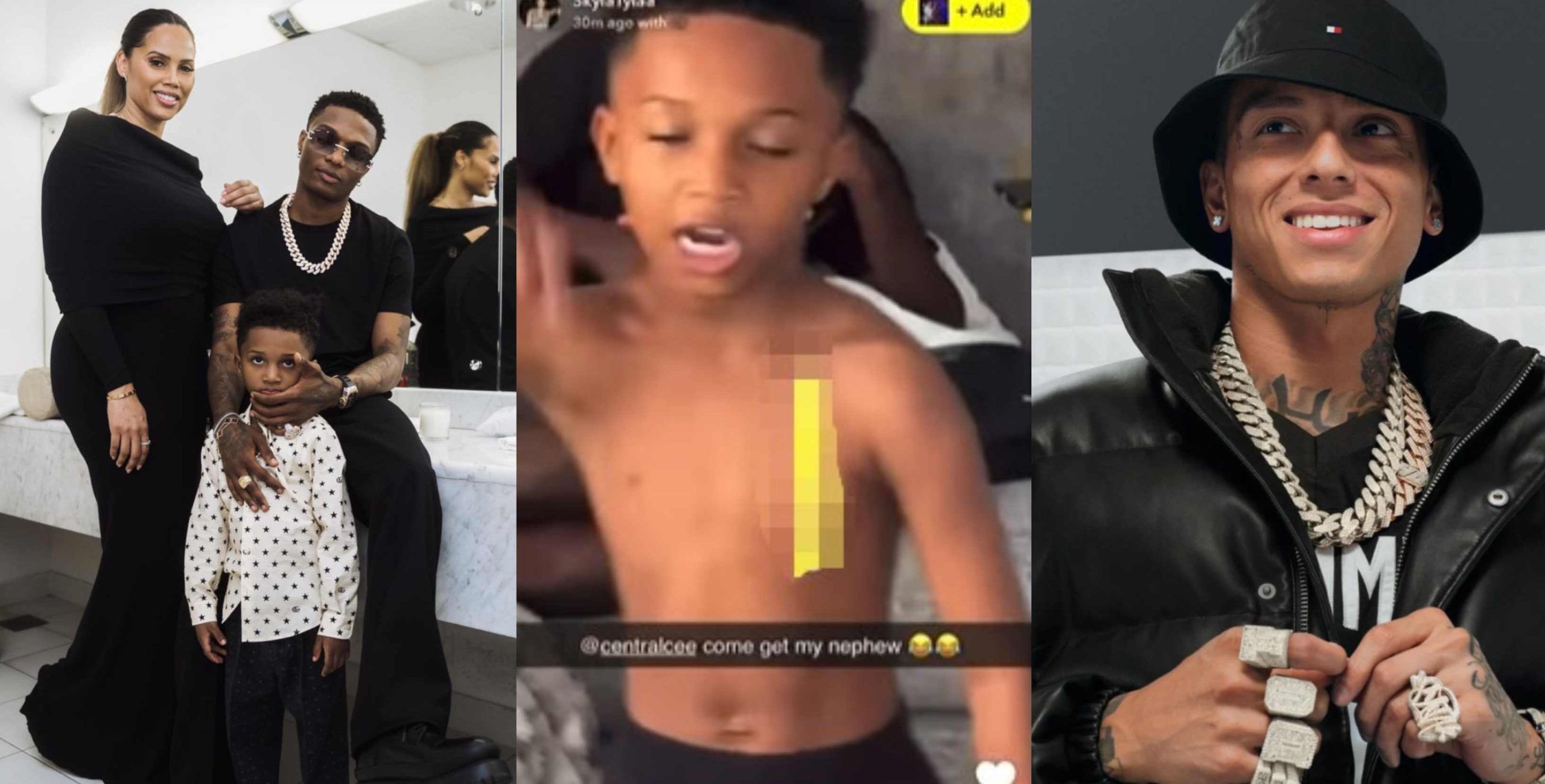 “This little boy will be bigger than wizkid” – Video of Singer Wizkid 3rd child Zion singing rapper Central Cee’s song word for word stirs reactions [Video]
