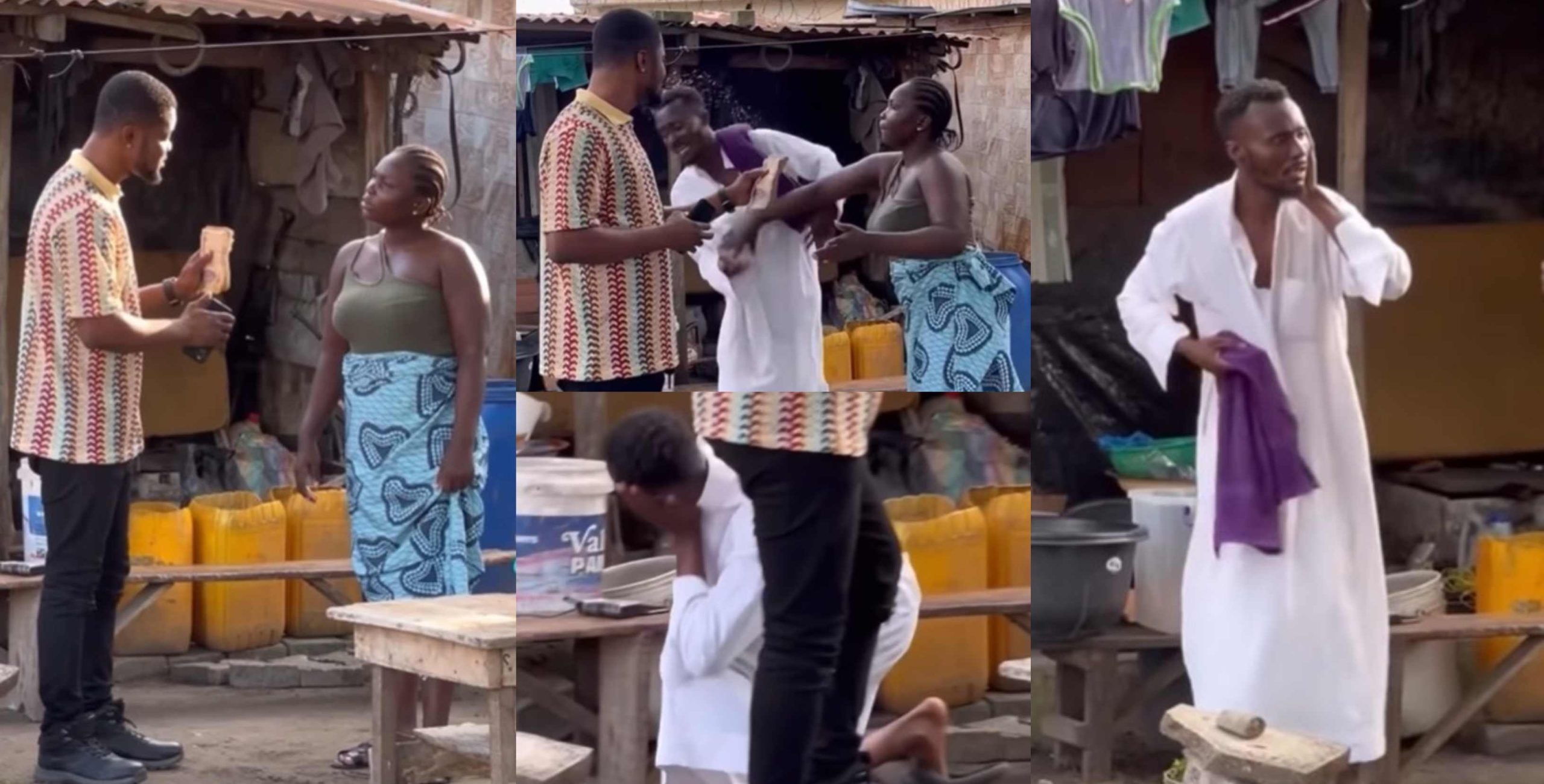 “See wetin poverty dey cause” – Wife publicly slaps her husband because of N50k challenge, spark reactions online [Video]